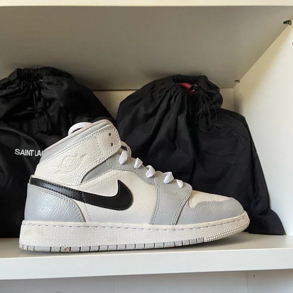 Nike Air Jordan 1 Mid in White and Gray